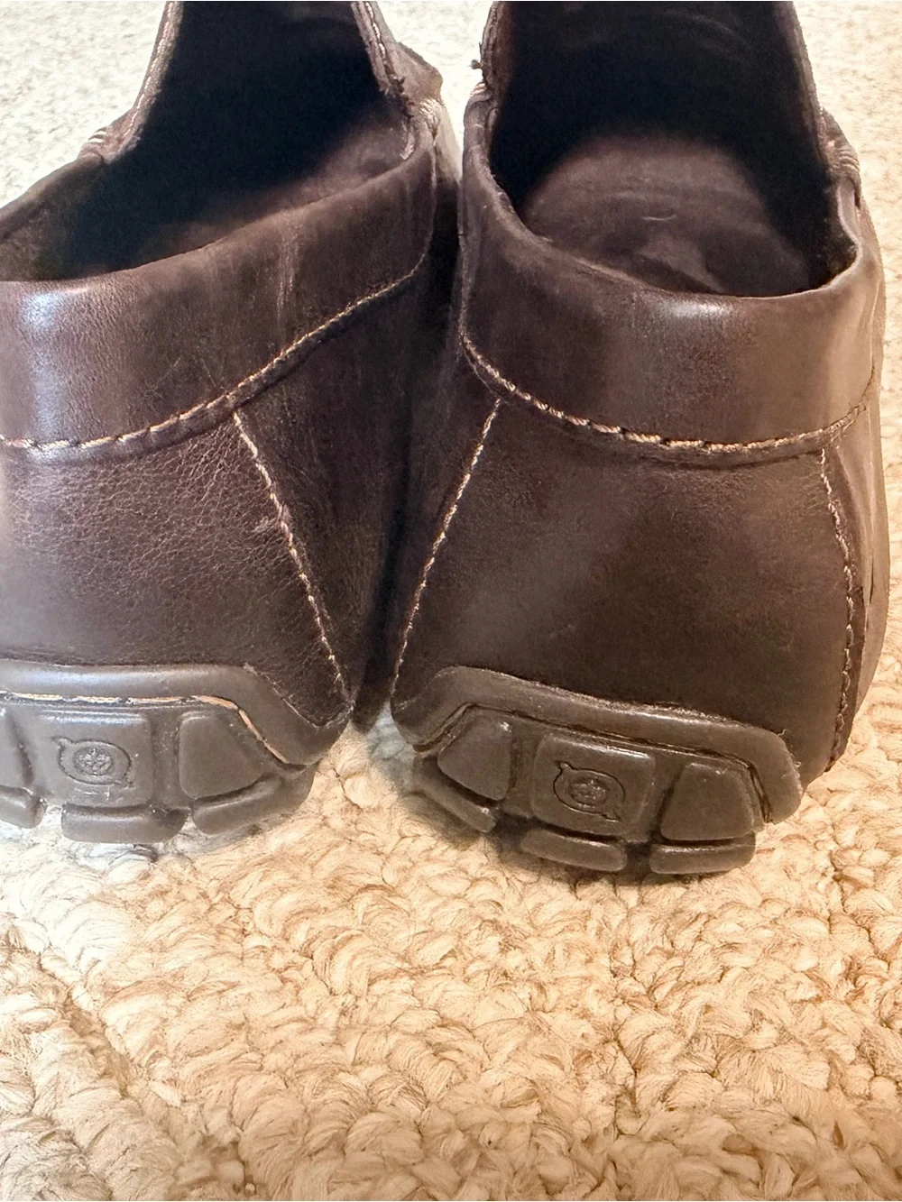 Born Dark Brown Leather Slip-On Loafers for Men